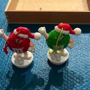 M&M'S Festive Red and Green Figurines vintage